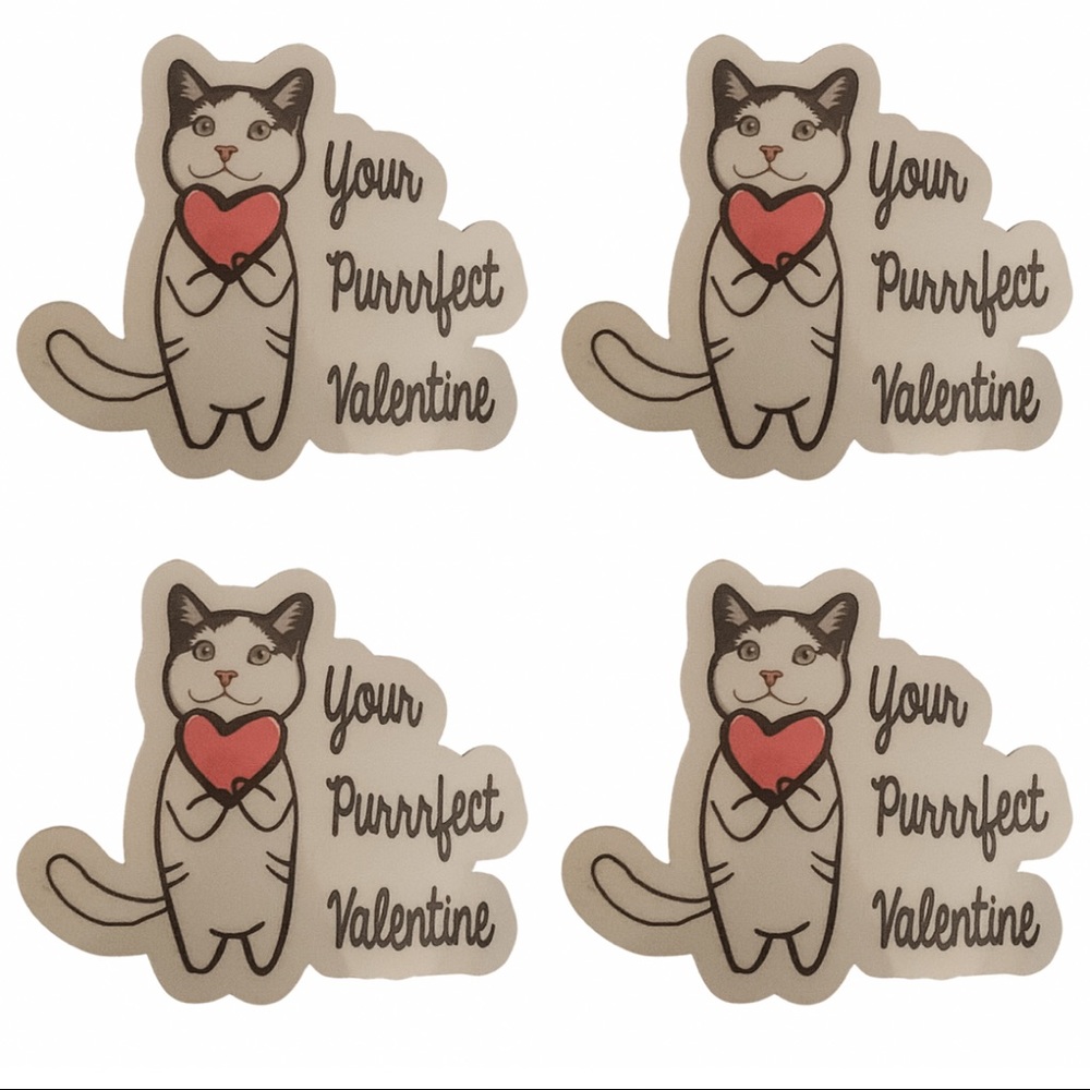 4 Your Purrrfect Valentine Vinyl Stickers‎